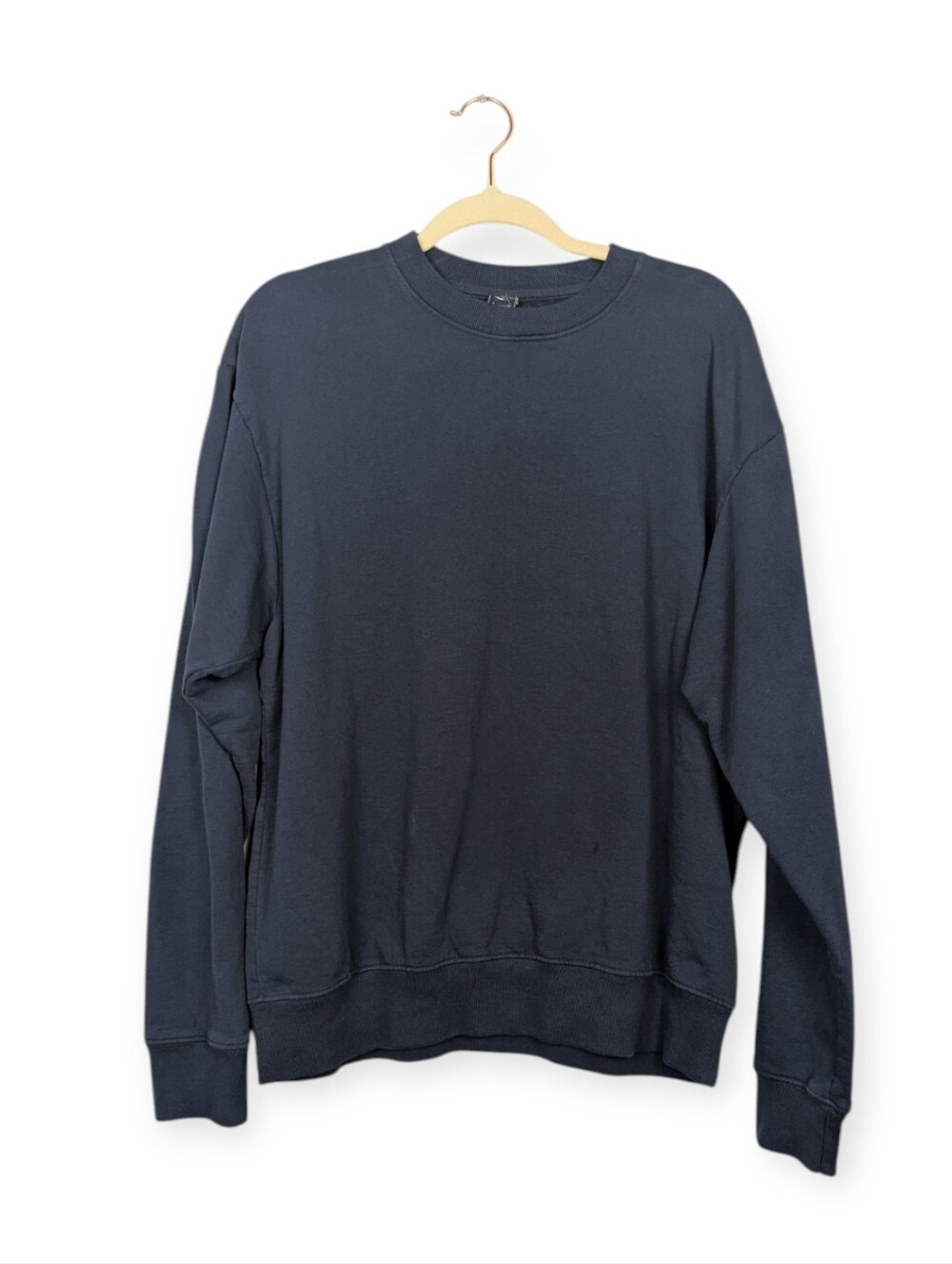 Sporty & Rich Sweatshirt M Navy Long Sleeve Minimalist Cotton Crewneck Casual